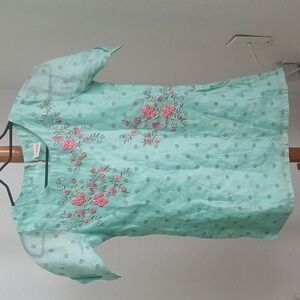 Utsa kids tunic dress embroidered green floral 11-12 Years girl